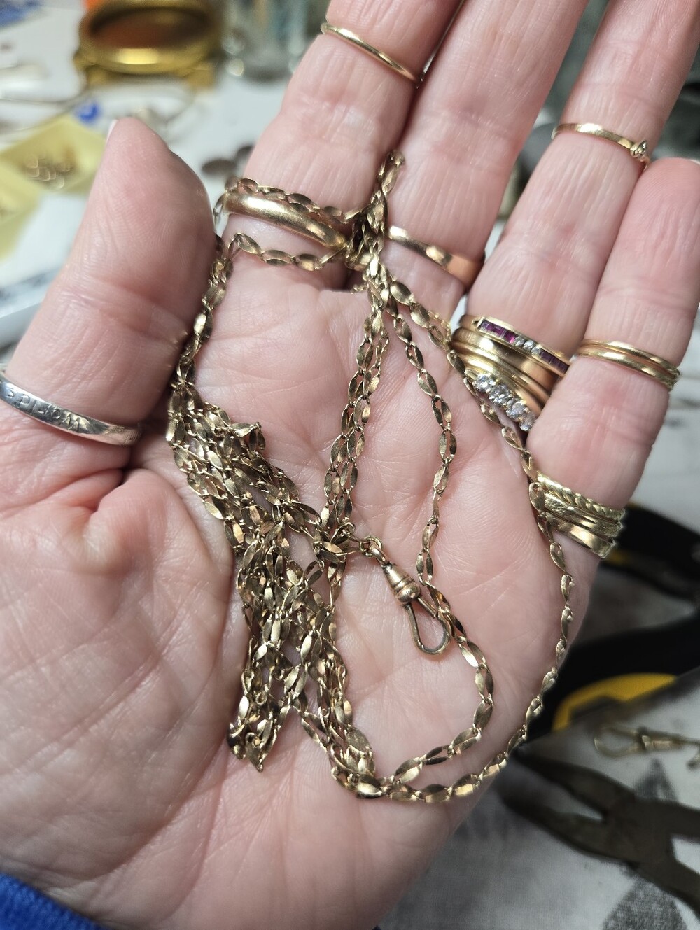 Victorian Gold Gold Twisted Link Watch Chain Necklace for Women